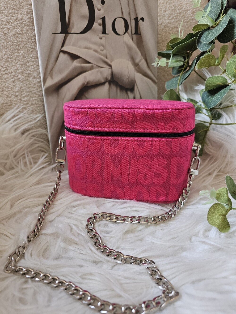 Dior Miss Dior Beauty Pouch In Silver Chain